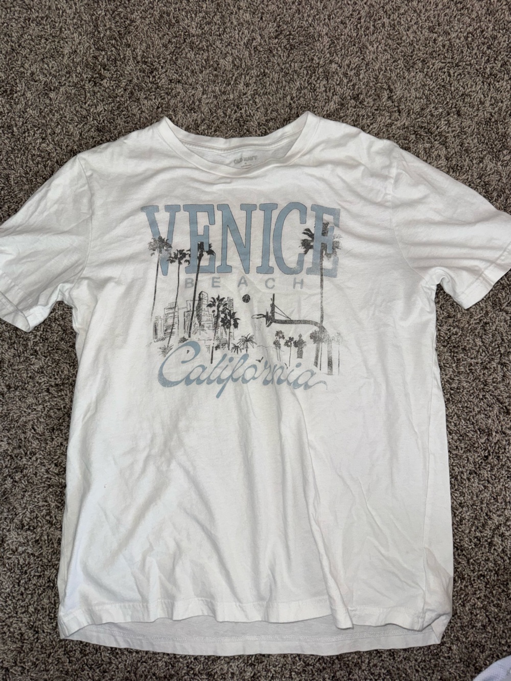 Old Navy White Tee with Light Blue Venice California Graphic